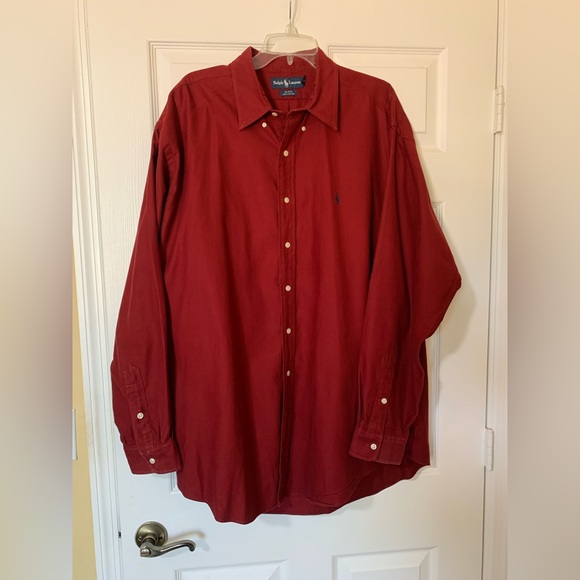 Ralph Lauren Blake Men's Deep Red Long Sleeve Cotton Button Down‎ Shirt Size XXL - Picture 1 of 11